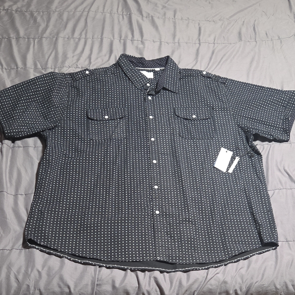 Men's Big & Tall Navy White Polka Dot Casual Shirt